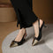 Two Tone Pointy Toe Sling kitten Heels
